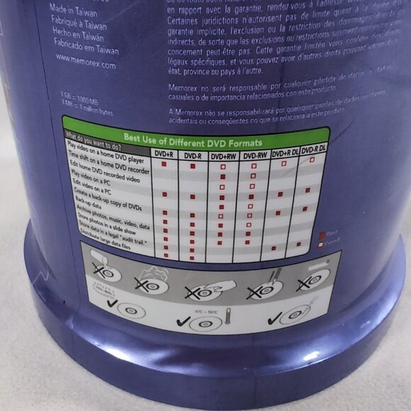 Memorex DVD+R 100 Pack 120 min 2008 4.7 GB 16x Spindle Recordable Blank Disc NEW - Picture 4 of 7